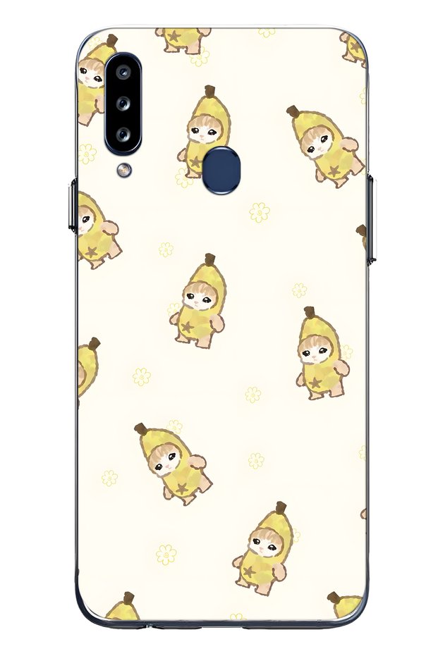 Samsung Galaxy A20S Compatible Banana Costume Cat Pattern Transparent Phone Case