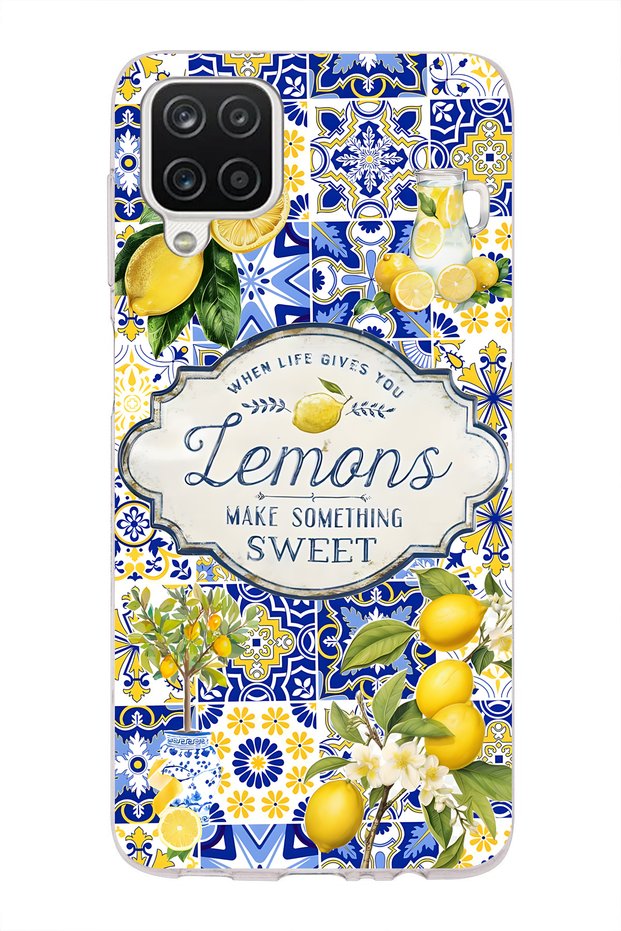 Samsung Galaxy A12 / M12 Compatible Lemon Patterned Transparent Phone Case