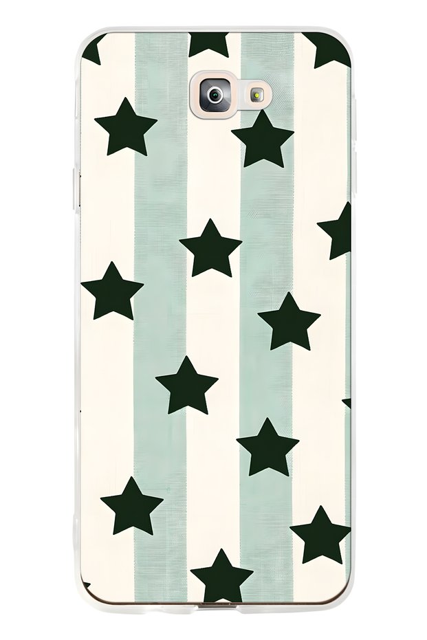 Samsung Galaxy J7 Prime Compatible Striped Star Pattern Transparent Phone Case