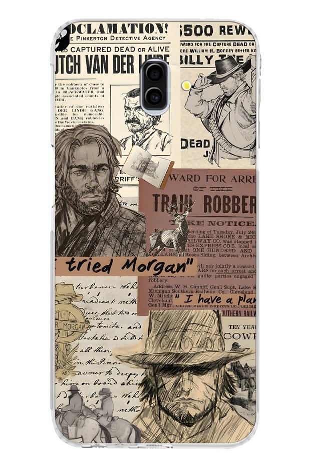 Samsung Galaxy J6 Plus Compatible Western Patterned Transparent Phone Case