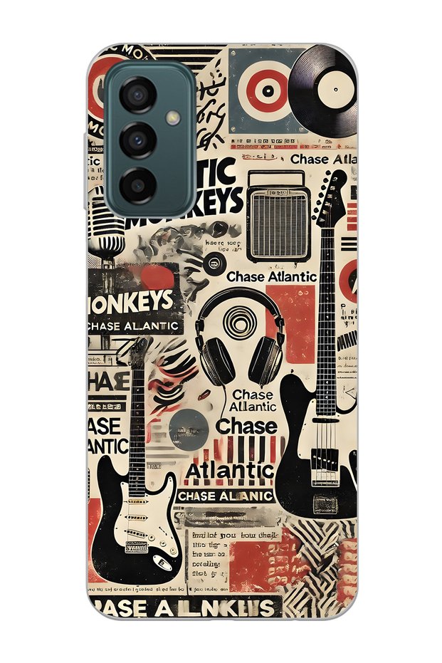 Samsung Galaxy M13 / M23 Compatible Music Collage Patterned Transparent Phone Case