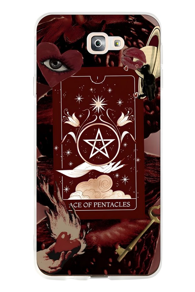 Samsung Galaxy J7 Prime Compatible Tarot Card Patterned Transparent Phone Case