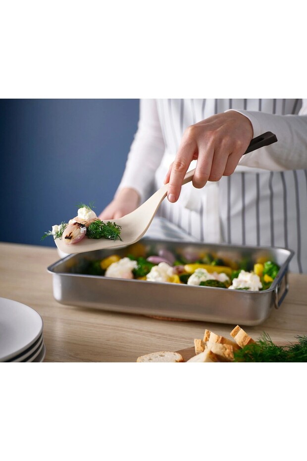 Qui̇ck Spatula Length 32 cm Cooking Crepe Spatula Light Beige Color Width 10 cm 009856