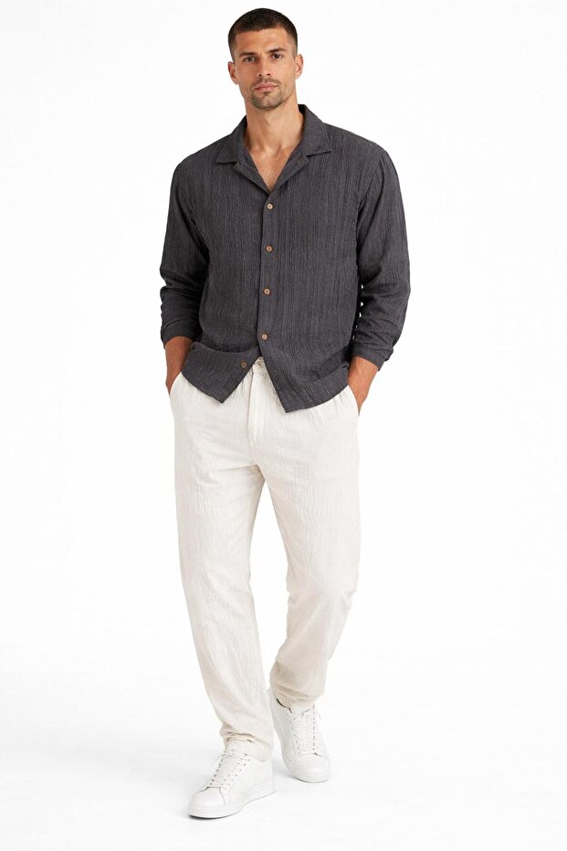 Men's Waffle Textured Comfortable Fit Summer Shirt and Pants Set