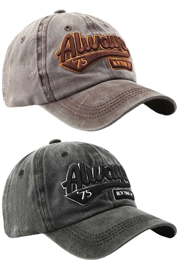 Unisex Vintage Always 75 Embroidered Adjustable Baseball Cap Hat Set of 2