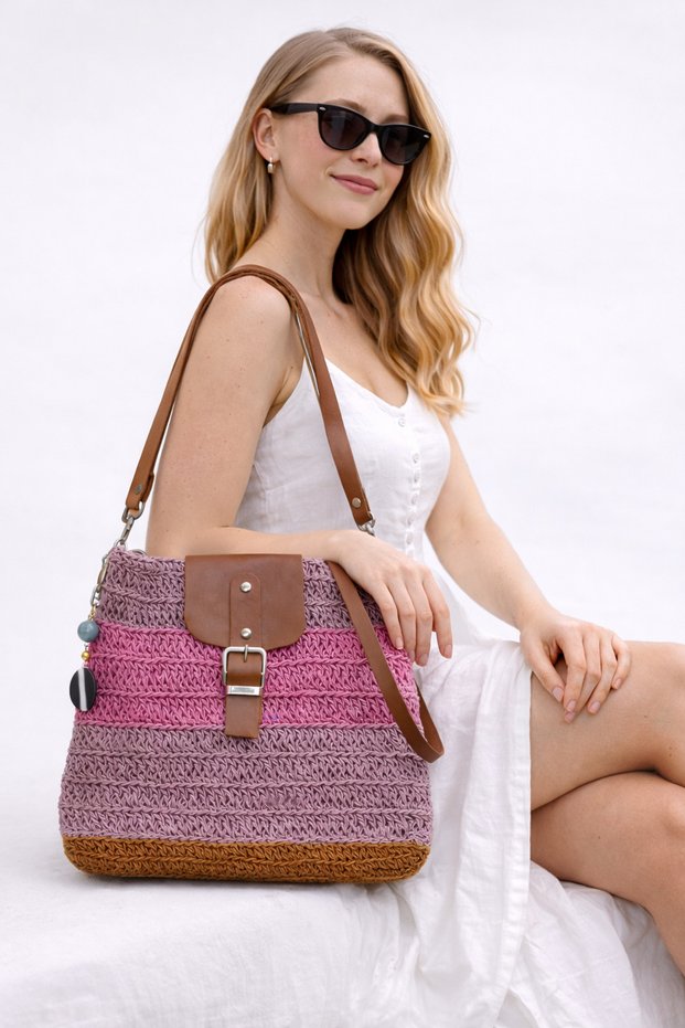 Rose Stripe Handmade Women's Shoulder Bag – Vintage Edition