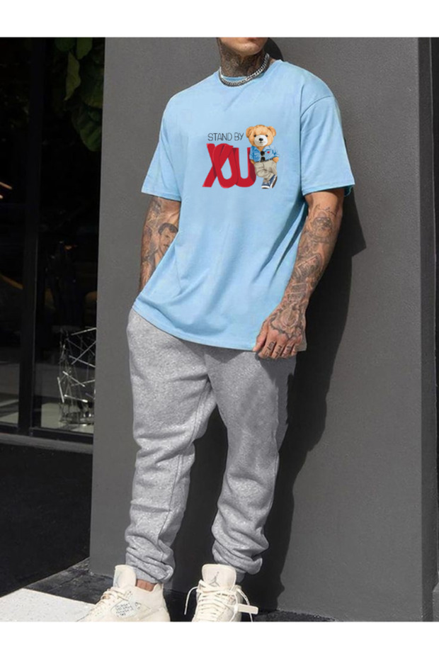 You Print Bottom Top Tracksuit Set Oversize Crew Neck