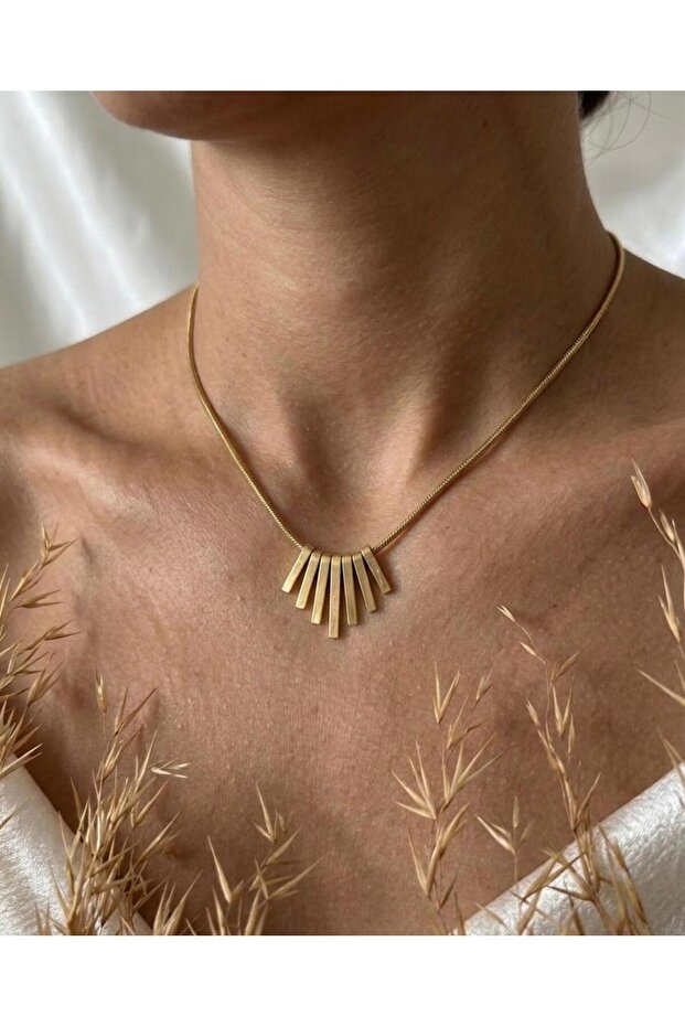 Gold Bar Steel Necklace