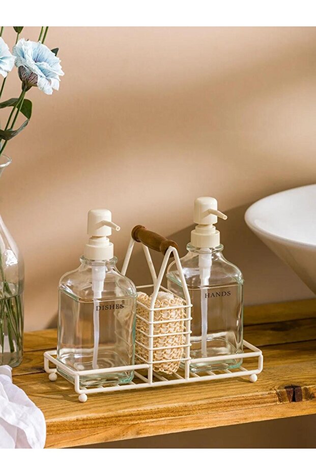 Colorless Metal Stand Soap Dish Set (S6)