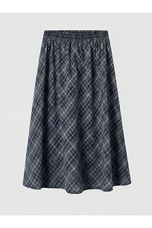 I Girls' Checkered Embroidered Flared Skirt from Freezen Store