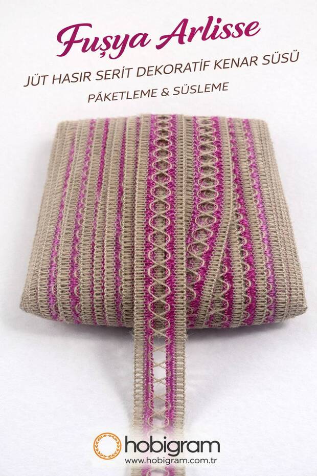Fuchsia Arlisse Jute Straw Ribbon Decorative Edge Trim 10 Meters Packaging Decoration