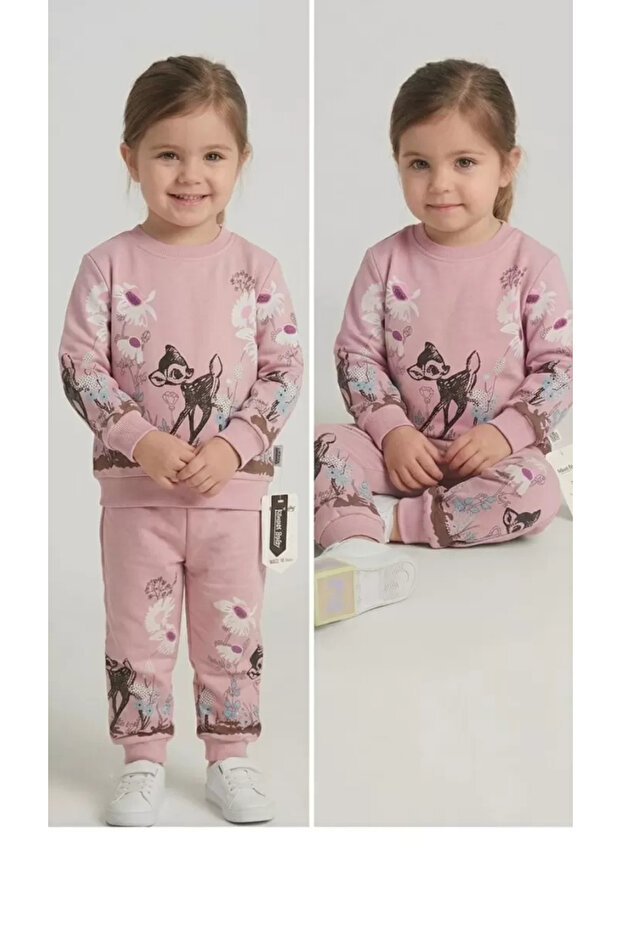 2-3-4-5 Years Old Ceylan Printed Combed Cotton Children's Set