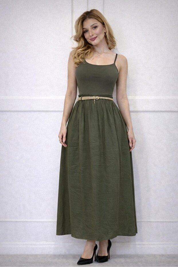Women's high-waisted long flared skirt - summer casual loose fit - lined modal fabric