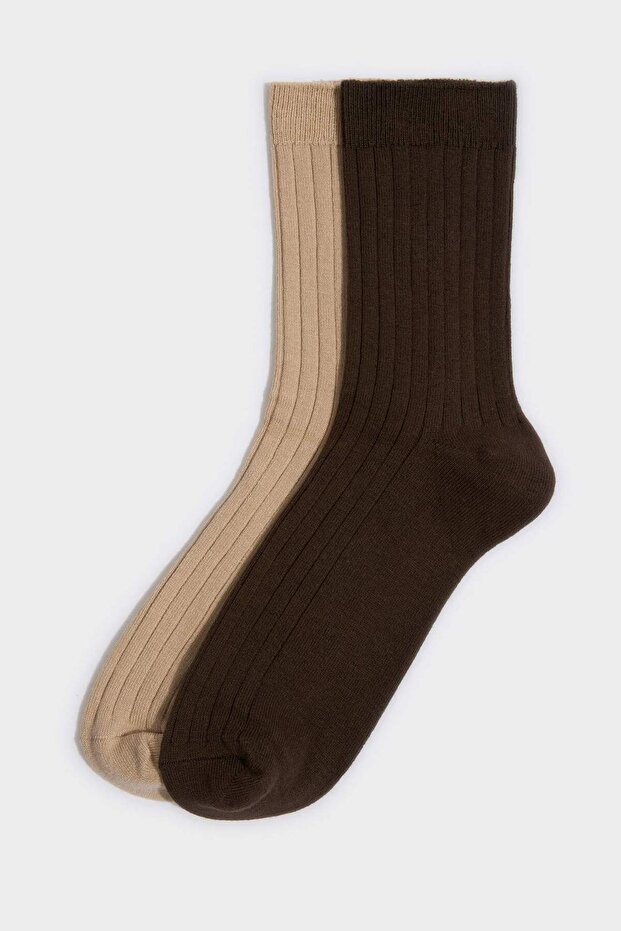 Women's 2-Piece Cotton Acrylic Long Socks G7447Axns
