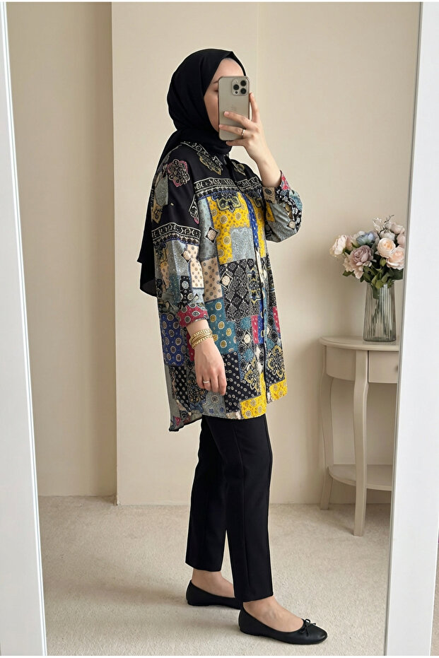Women's Ethnic Patterned Tunic Shirt 80/85 cm