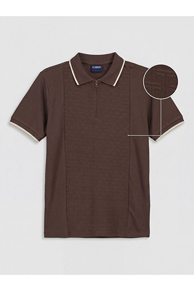 Lcw Kids Textured Patterned Polo Collar Boys' T-Shirt