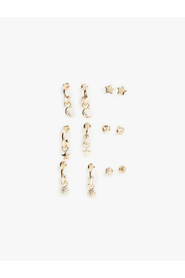 Starry Steel 6-Piece Ball and Hoop Earring Set