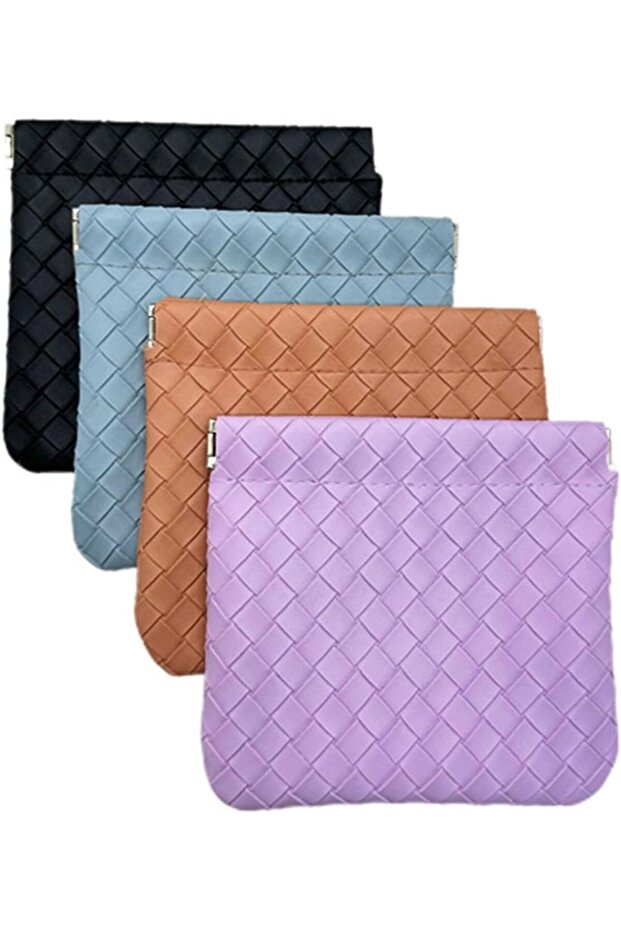 4-Pack Mini Leather Cosmetic Bag,Portable Makeup Organizer for Purse,Travel Storage