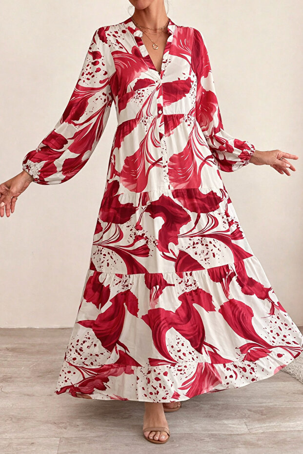Women's Patterned Viscose Maxi Dress