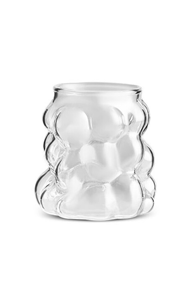 Bubble Patterned Coffee Water Glass Set of 12 Glass Cups 90 Cc