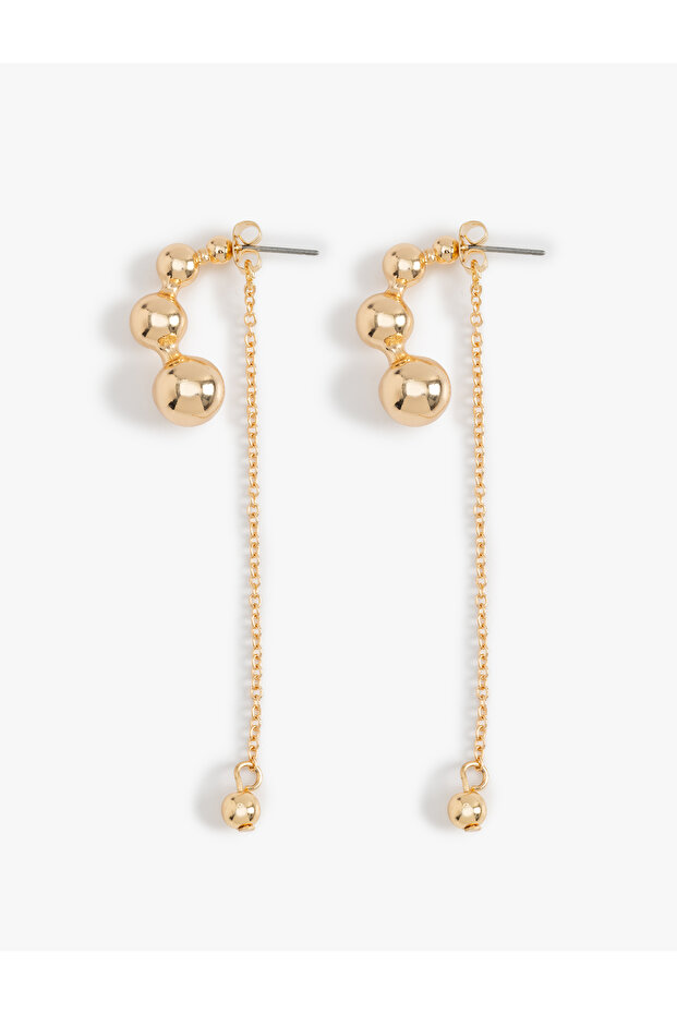 Steel Mixed Metal Beaded Dangle Chain Earrings