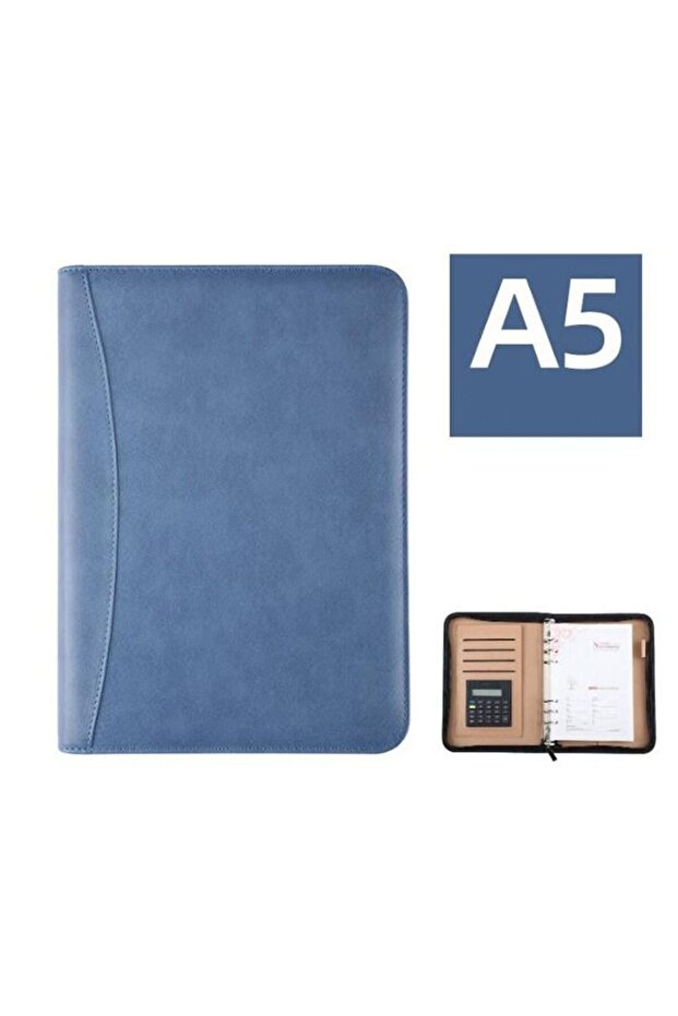 A5 Size Binder Folder Portfolio Organizer,Calculator,Notepad,Pen File Bag,Waterproof PU Leather