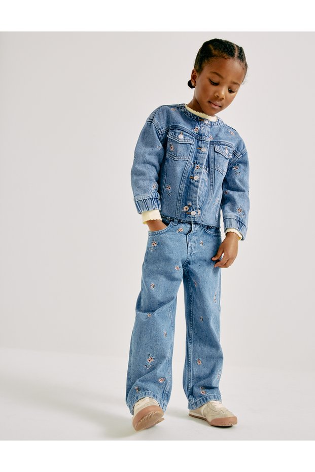 Denim Çiçekli Ceket