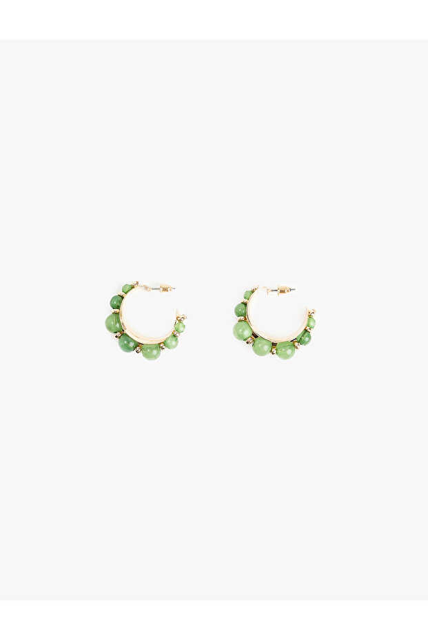 Steel Mixed Beaded Hoop Earrings