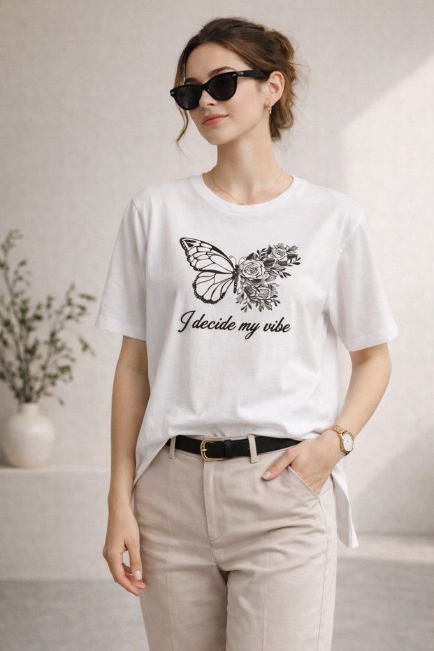 Women's Regular Printed White T-Shirt Cotton Comfortable Cut Casual Stylish T-Shirt