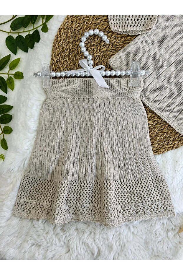 Openwork Knitted Bohemian Double Set - 3