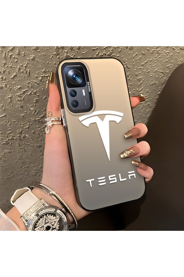 Mi 12t Pro Compatible Silicone Edge Hard Back Anti-Fall Phone Case Tesla Patterned