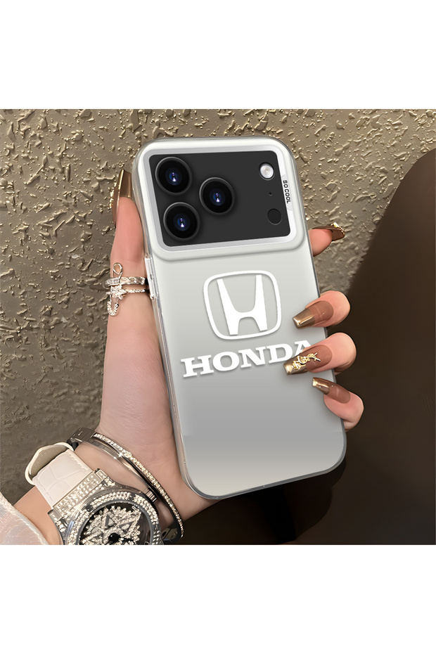 iPhone 17 Pro Compatible Silicone Edge Hard Back Anti-Fall Phone Case Honda Patterned