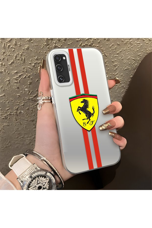 Samsung Galaxy S20 Fe Compatible Silicone Edge Hard Back Anti-Fall Phone Case Ferrari Patterned