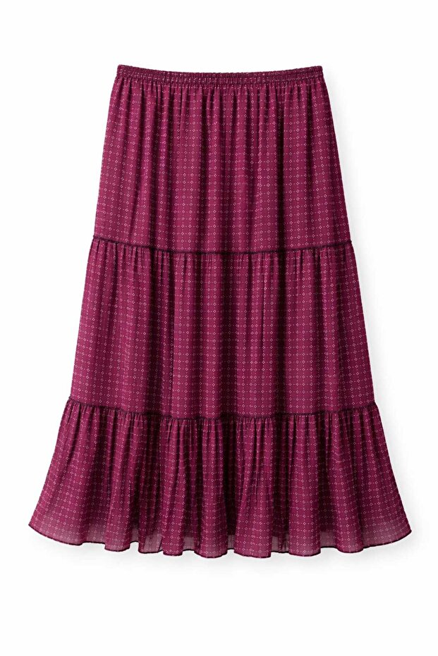 Women's''Juli̇de'' Chiffon Long Skirt 3 Layers Lined Elastic Waist Comfortable Cut Casual Stylish Skirt