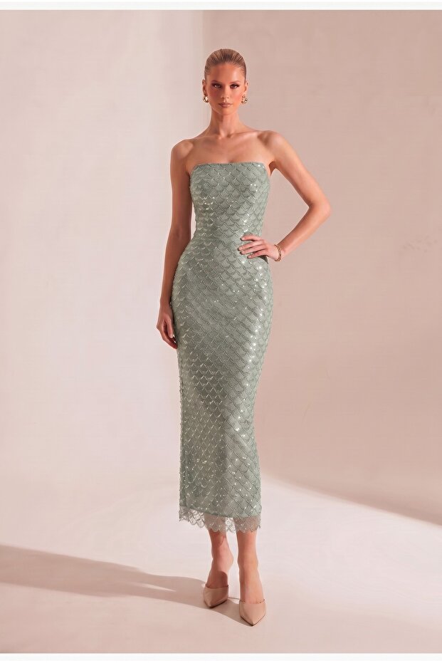 Maya Mint Midi Elbise - 2