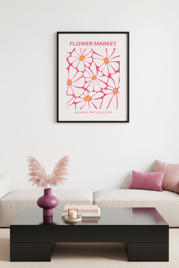 Natural Wooden Framed Floral Decorative Painting - Retro Botanical Pattern | Huhu2088