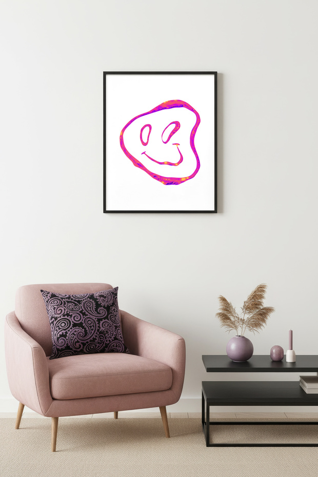 Black Wooden Framed Retro Painting - Minimalist Slogan Doodle | Huhu2832 - Single Table Black Frame