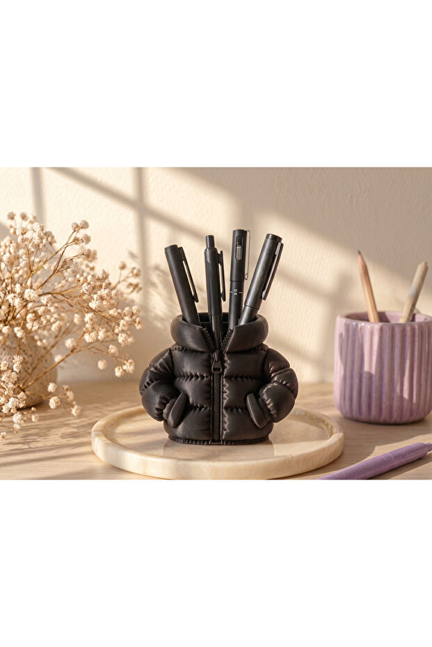 Black Coat Design Pen Holder – 3D Printed Decorative Desk Organizer