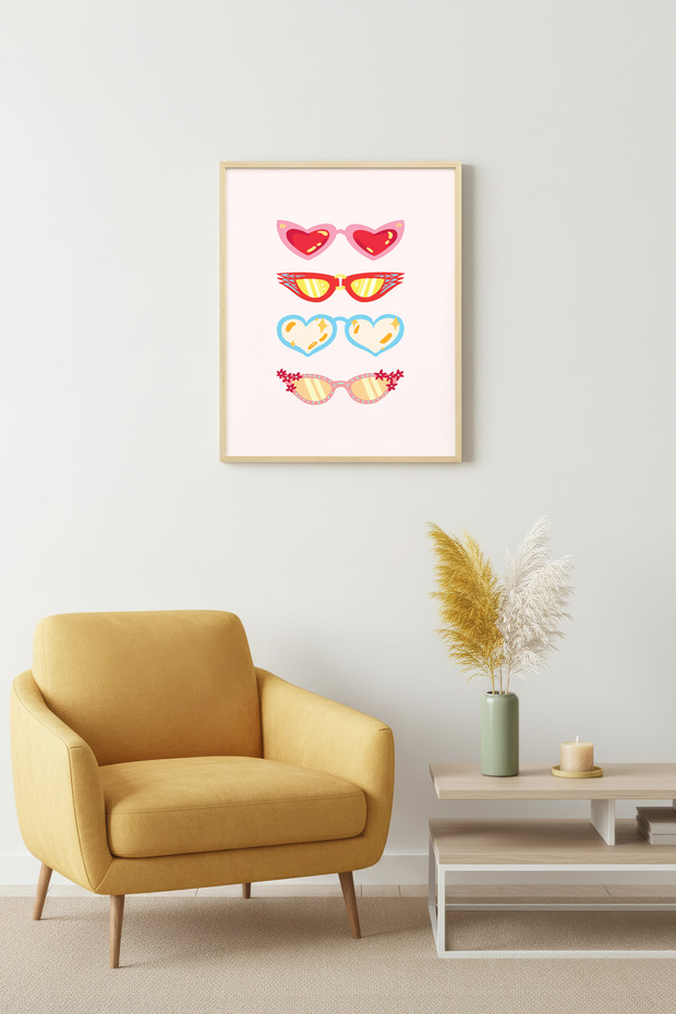Natural Wood Framed Retro Painting - Pastel Colored Collection Modern Living Room Wall Decor Huhu2588