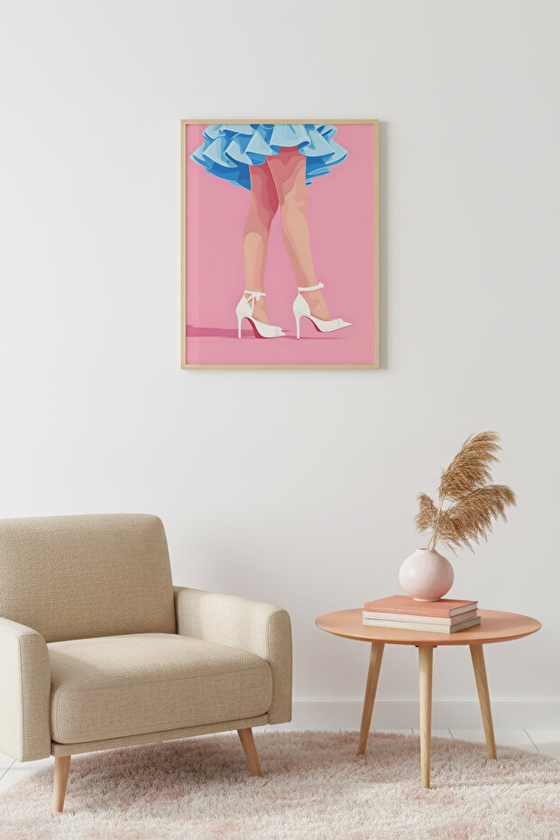 Natural Wood Framed Retro Painting - Shoe Pattern |   Huhu2631