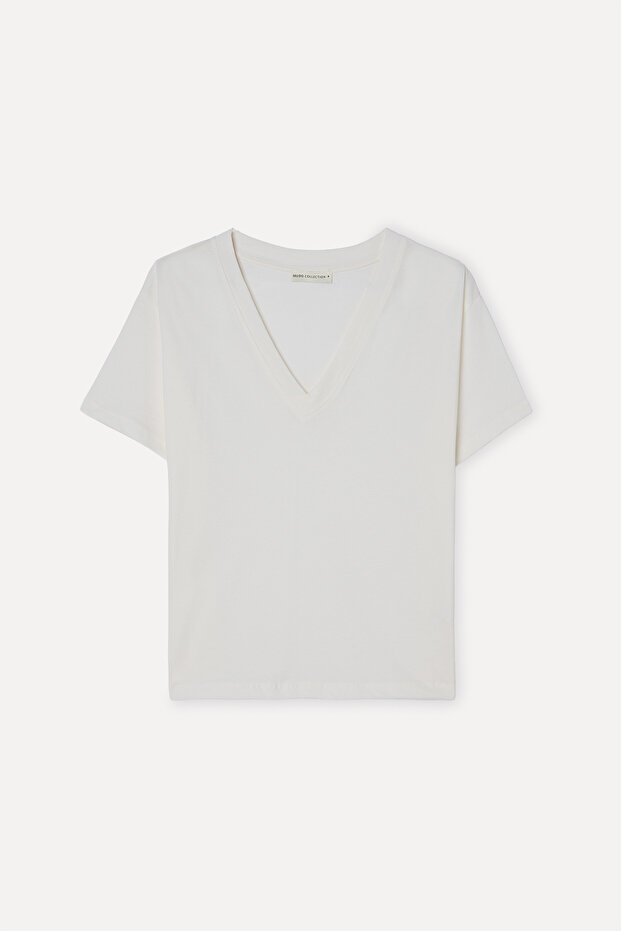 Women's Off-White V-Neck T-Shirt