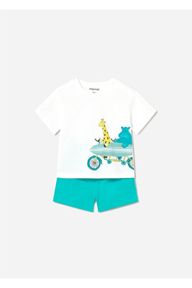 Baby Boy Printed T-Shirt Shorts Set Turquoise 1670