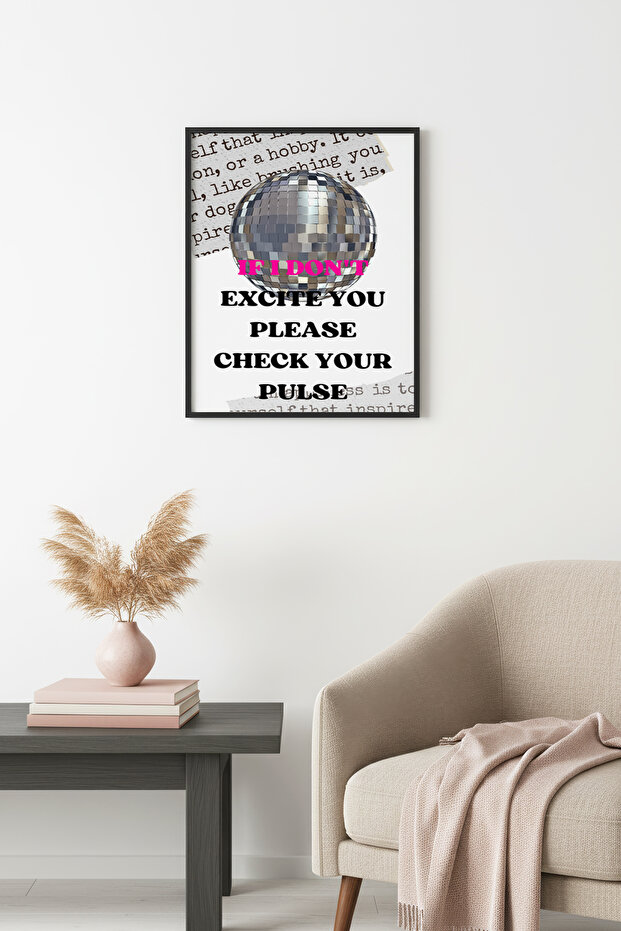 Black Wooden Framed Retro Painting - Disco Pop Art | Huhu2321 - Single Table Black Frame