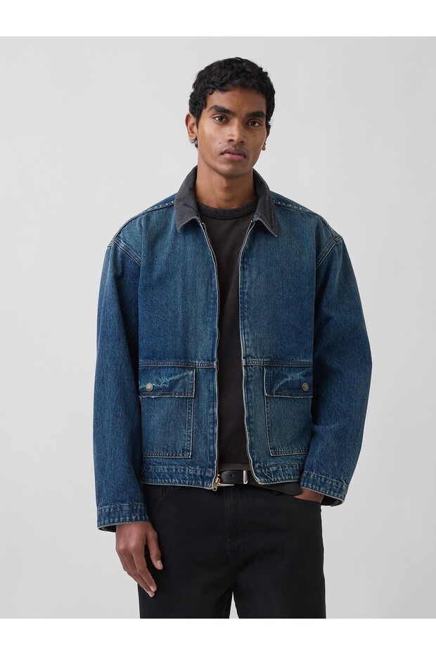 Erkek Mavi Denim Workwear Ceket