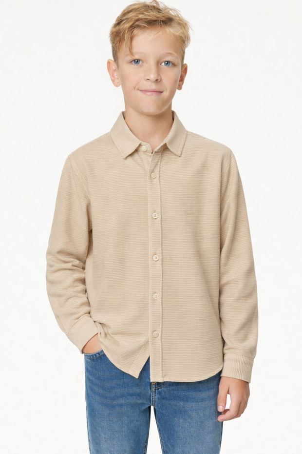 Boy's Modern Cut White Polyester Basic Shirt Ak8789