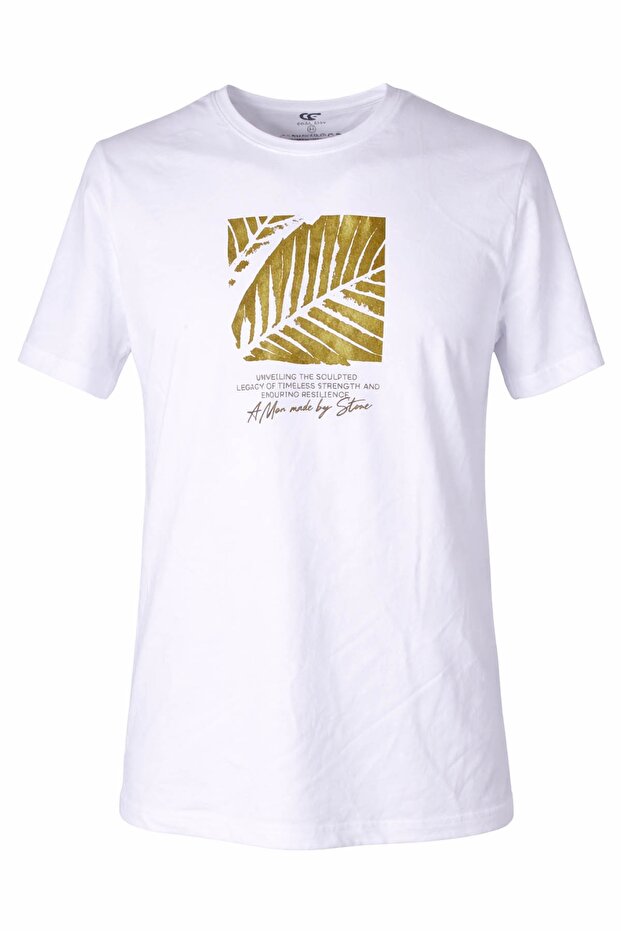 O-Neck Printed Men's T-Shirt Leaf White