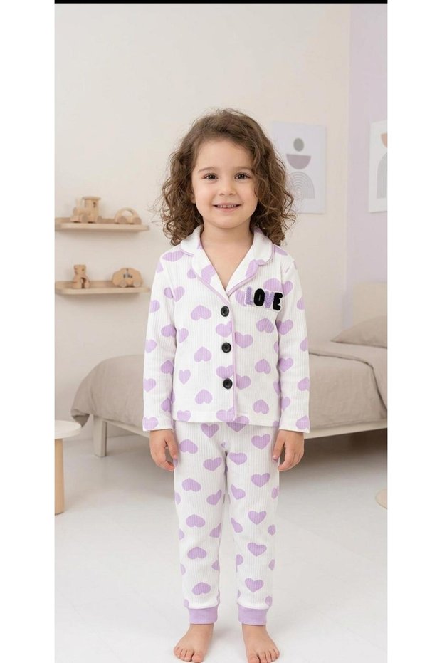 Heart Embroidered Children's Pajama Set