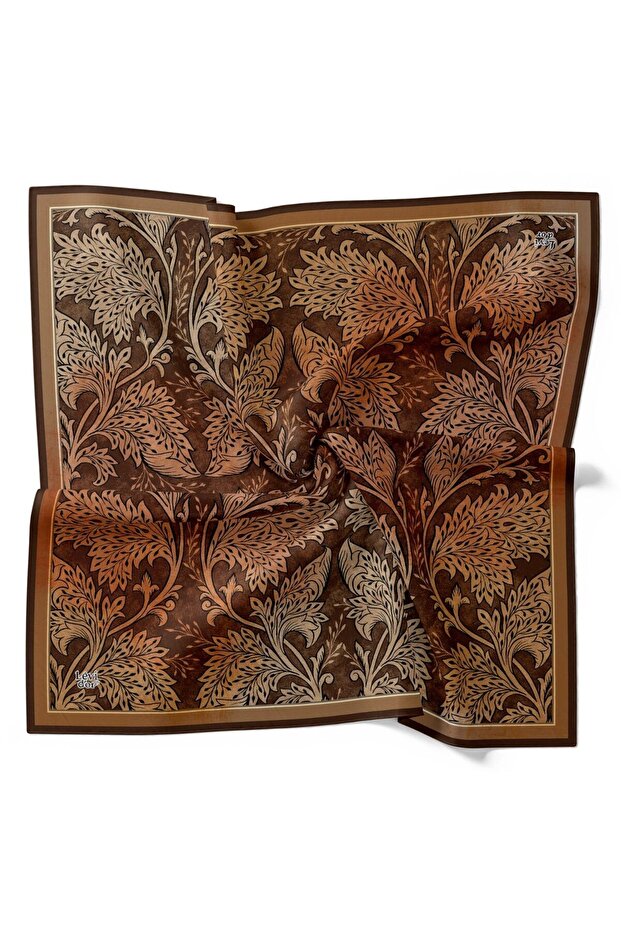 Ethnic Chinoiserie Leaf Pattern Sparkling Crystal Scarf