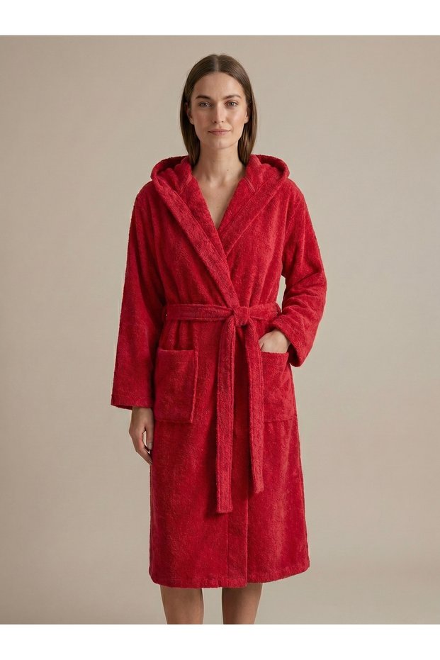 Cotton Hooded Soft Textured Absorbent Unisex Bathrobe