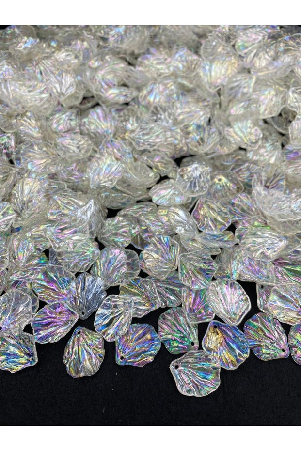 50Gr Acrylic Janjanli Transparent Oyster Leaf Model Beads, Keychain, Crown, Jewelry Beads (~110 Pieces)